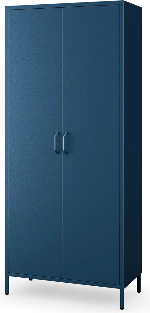 Ruhásszekrény fém loft stílusú lábakon sötétkék, 800x1850x450 mm: FLAVIO Modern