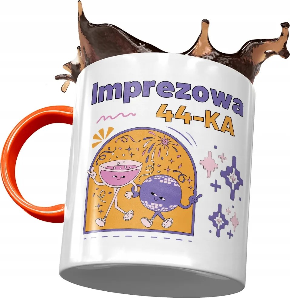 Narancssárga bögre Születésnapra 44 44-es 44-es, fényképes nyomattal