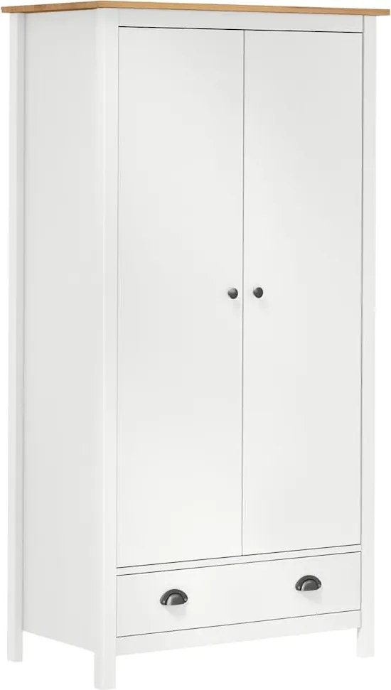 vidaXL Hill fehér 2 ajtós tömör fenyőfa ruhásszekrény 89 x 50 x 170 cm