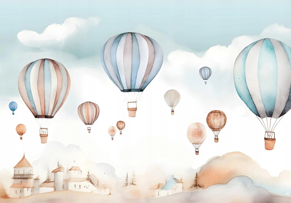 Fotótapéta Lufik Léggömbök Ég Felhők 254 x 184