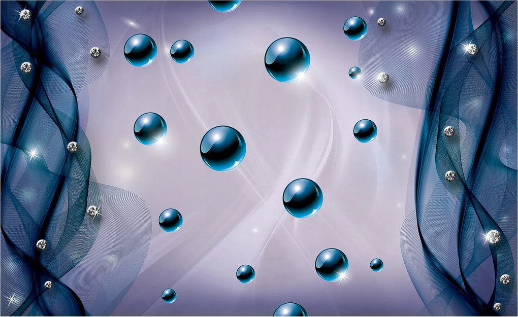 Fotótapéta Kék Gömbök Absztrakt Gyémánt Ragyogás Elegáns 312x219 +ragasztó