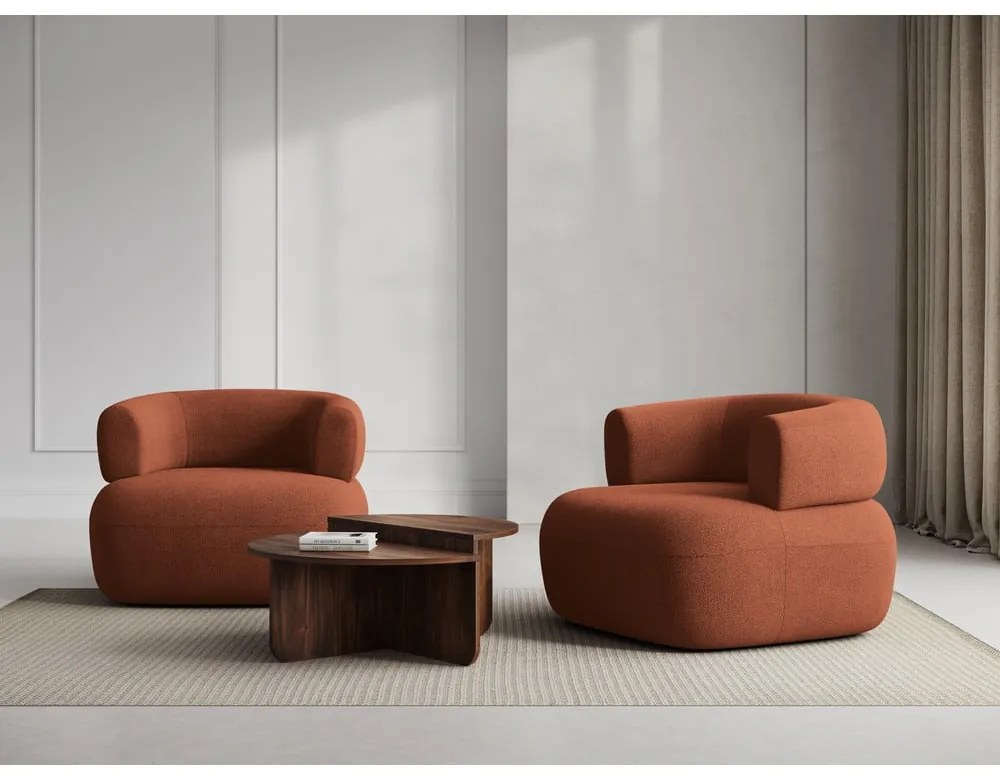 Téglavörös buklé fotel Jenny – Micadoni Home