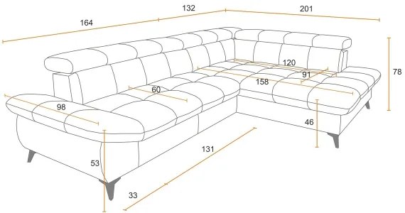 Beige MARANO balos sarokkanapé ággyá alakítható, L-alakú