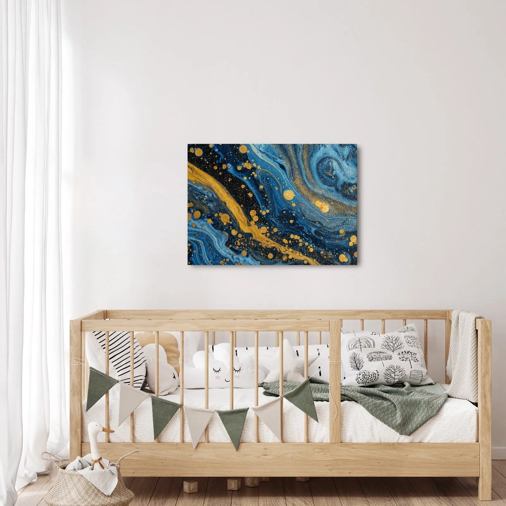 Kép - Kék absztrakció arannyal (70x50 cm)