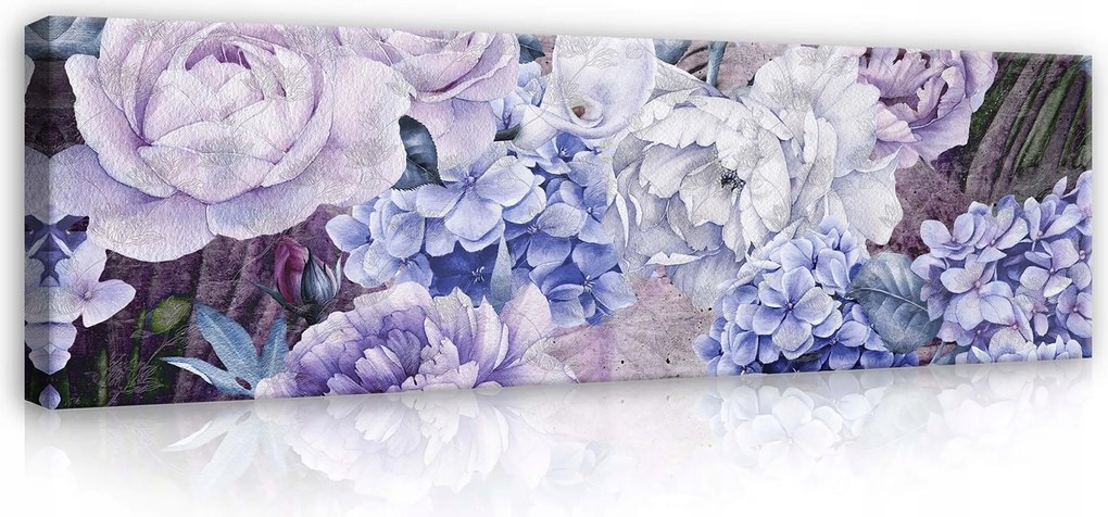 Vászonkép 145x45 Virágok rózsák bazsarózsa hortenzia virág kompozíció halott