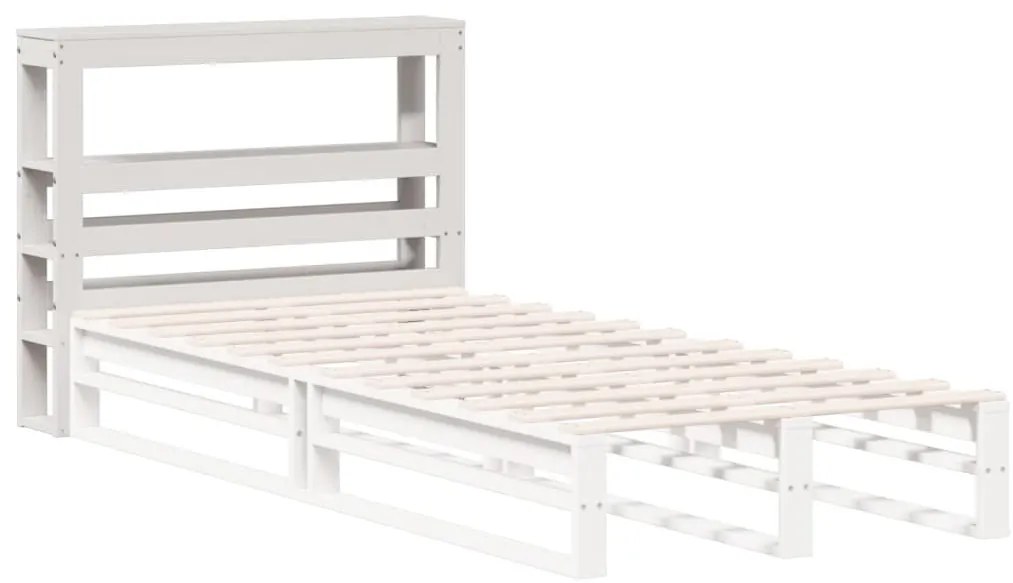 fehér tömör fenyőfa fejtámla polcokkal 90 cm