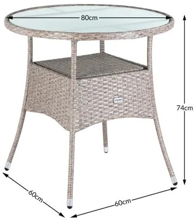 Deuba Rattan asztal Ø80 cm - krém