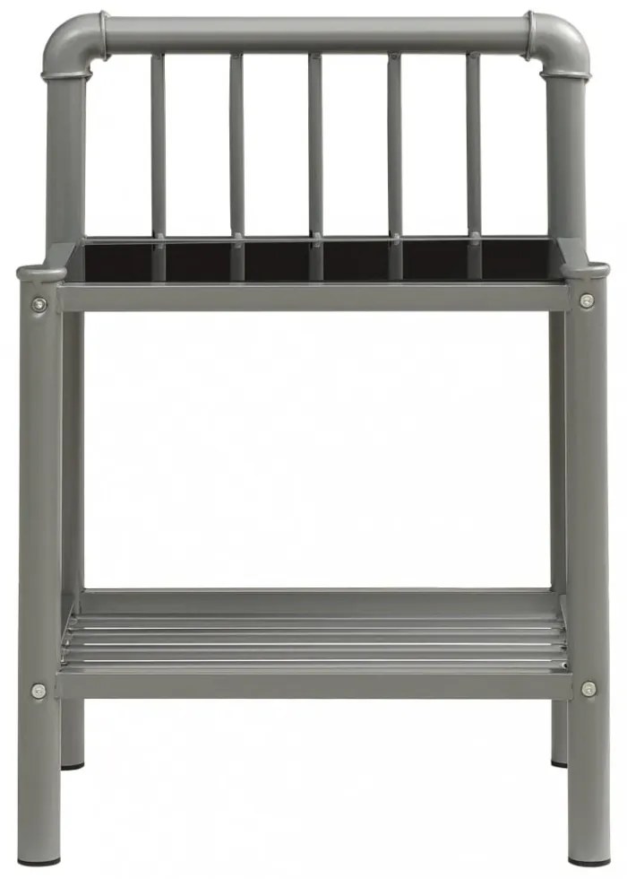 vidaXL 2 db szürke és fekete fém és üveg éjjeliszekrény