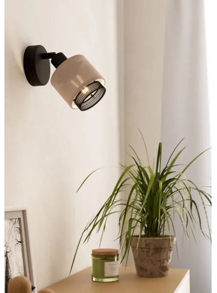Eglo 43656 - Fali spotlámpa ROSLEY 1xE14/40W/230V fekete/bézs