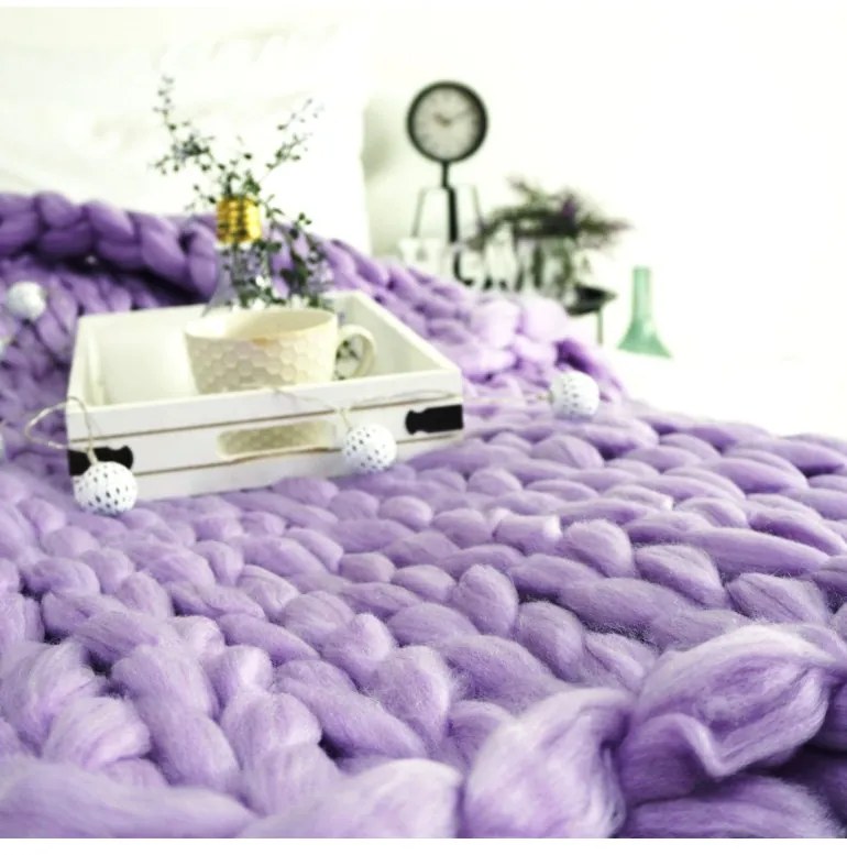 EMI lila kötött takaró 100 x 120 cm