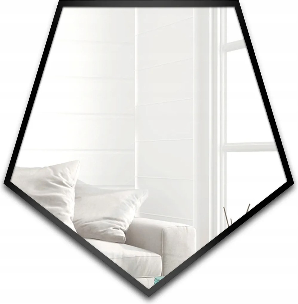 Penta geometrikus tükör fekete Mdf keretben 130X124 falra szerelhető