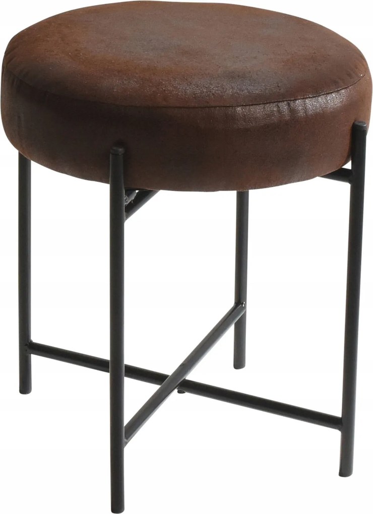 Kerek Fémvázas Zsámoly Ø 36 CM Magas 42 CM Barna