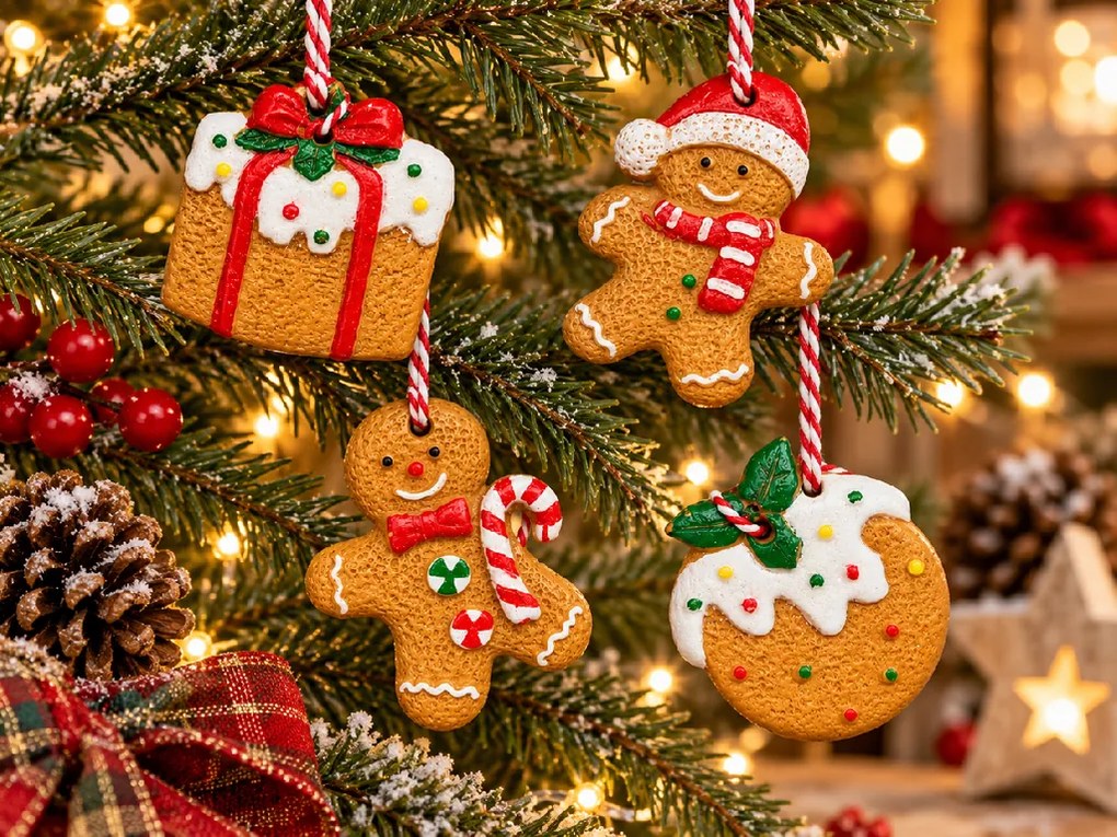 Szett 4 db karácsonyi dísz COOKIE CHRISTMAS 6 cm