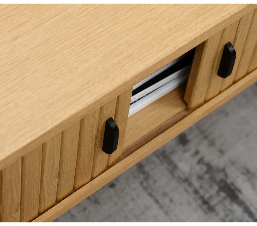 Natúr színű dohányzóasztal tölgyfa dekorral 60x120 cm Nola – Unique Furniture