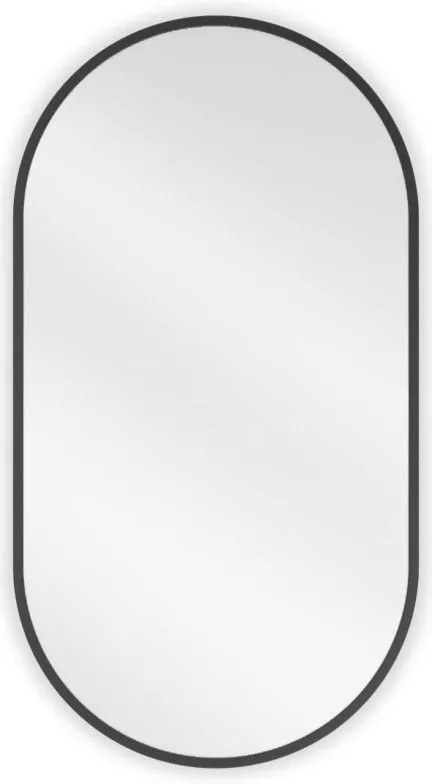 Mexen Loft, ovális fürdőszobai tükör 75 x 40 cm, keret színe fekete matt, 9851-075-040-000-70