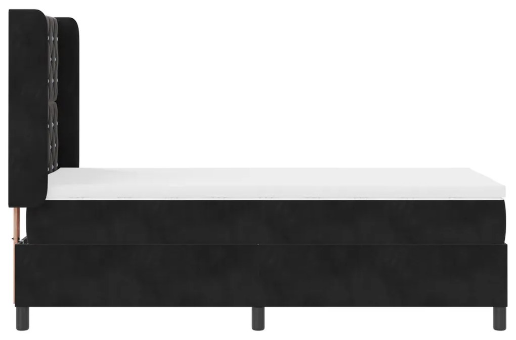 Boxspring Ágy Matrac és LED Fekete 100x200 cm Bársonyos