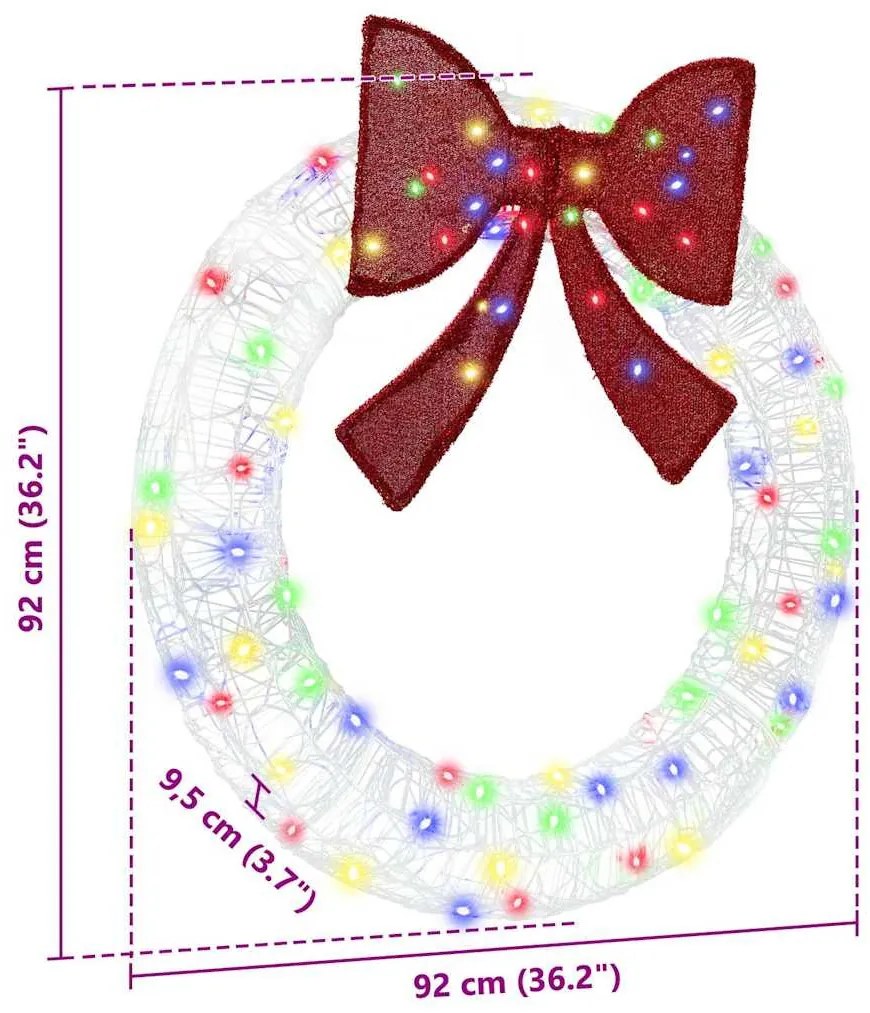 Koszorú 80 LED-del Sokszínű 90 cm Akril