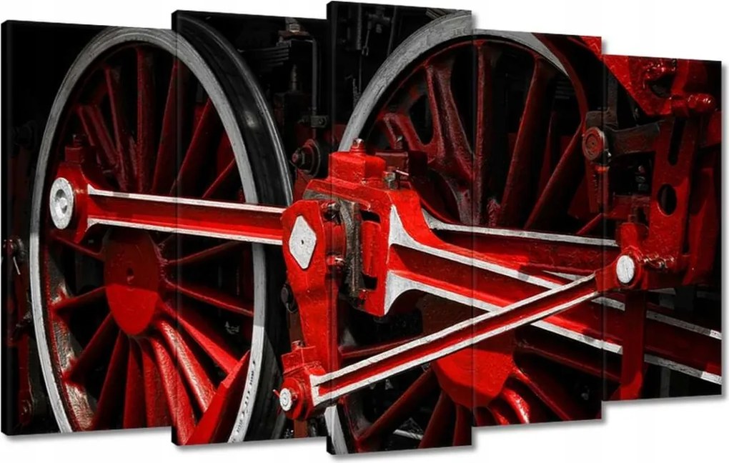 Vászonkép 100x60 Piros gőzmozdony kerekek