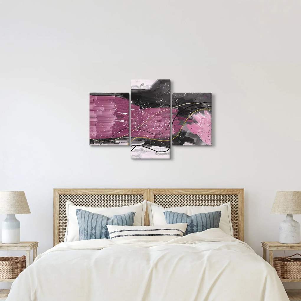 Kép - Rózsaszín-fekete absztrakció (90x60 cm)