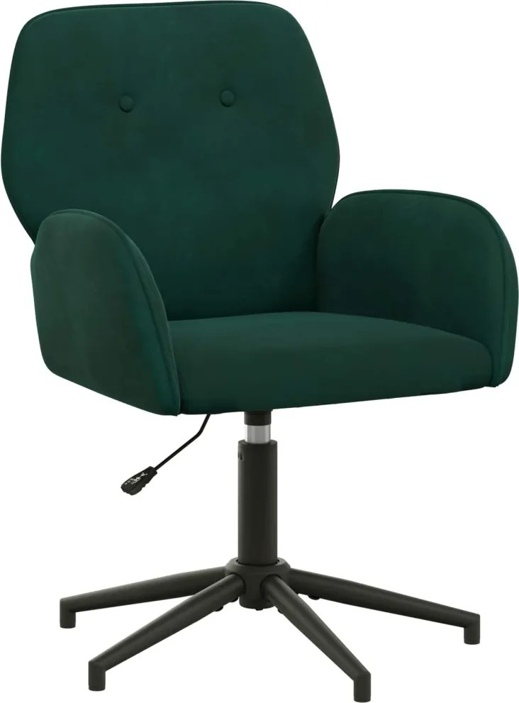 vidaXL forgatható íróasztali szék 54 x 55 x 90 cm Sötétzöld Bársony