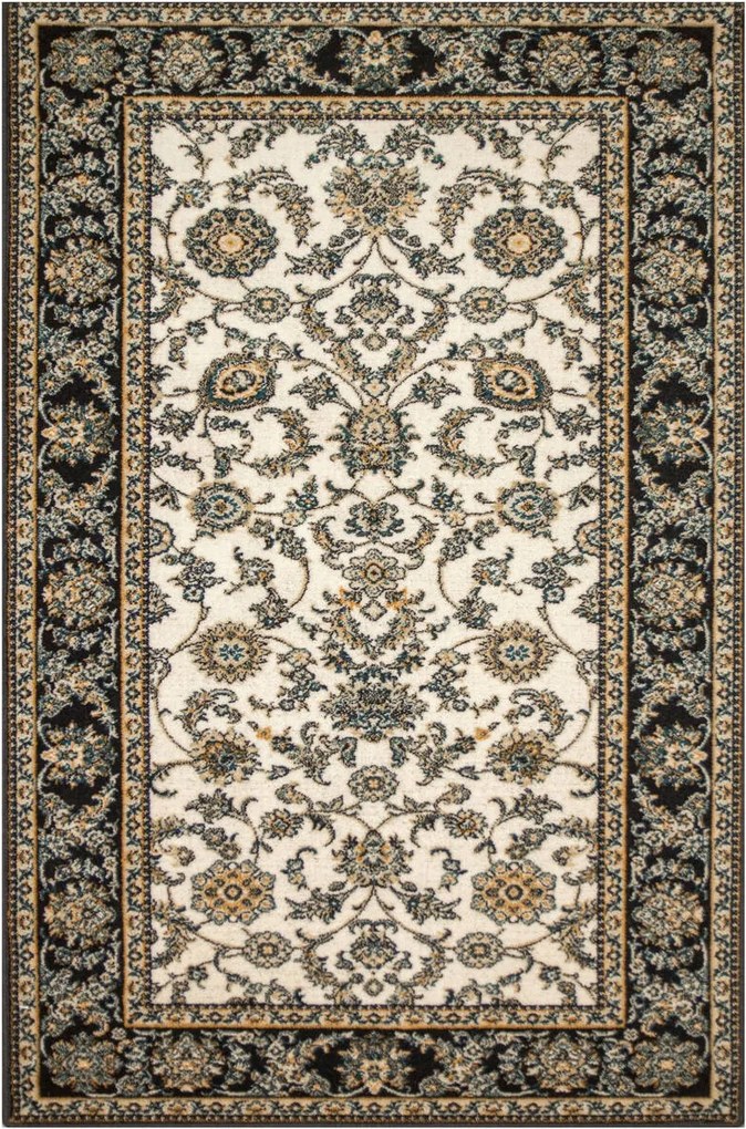 200x300 cm Gyapjú Szőnyeg Isfahan Anafi Sötétkék Virágos Klasszikus Dísz