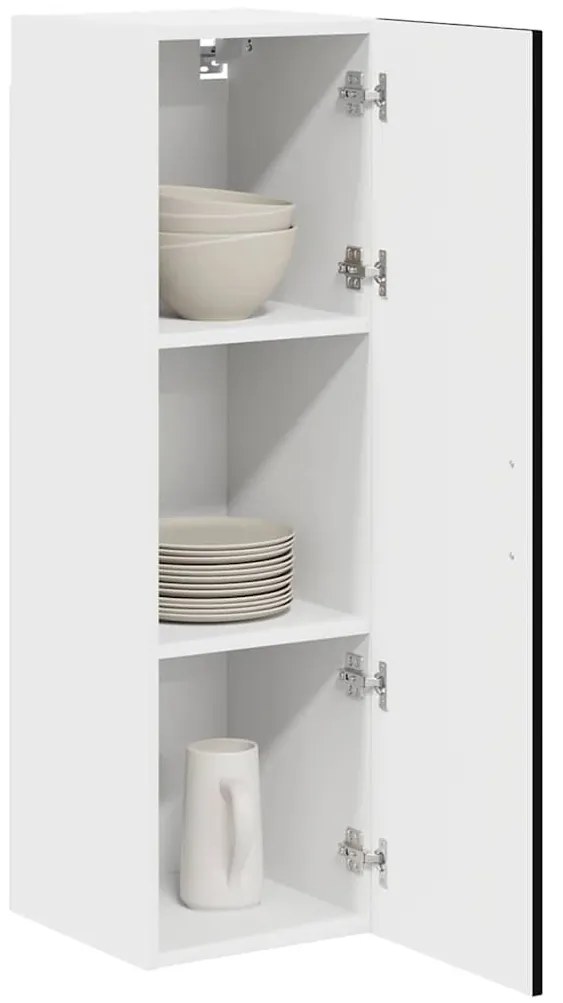 Fali konyhaszekrény polcokkal Fekete 30 x 31 x 100 cm Faanyag