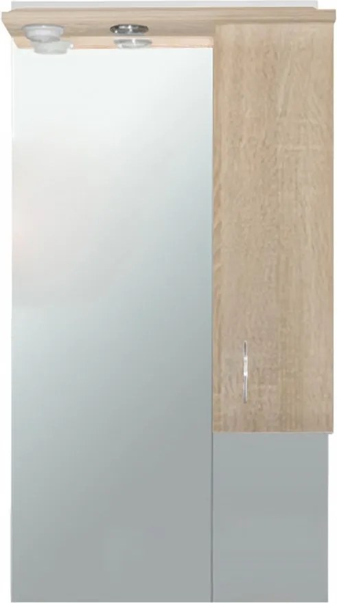Bianca Plus 55 fürdőszoba bútor felsőszekrény, sonoma tölgy színben, jobbos nyitásirány