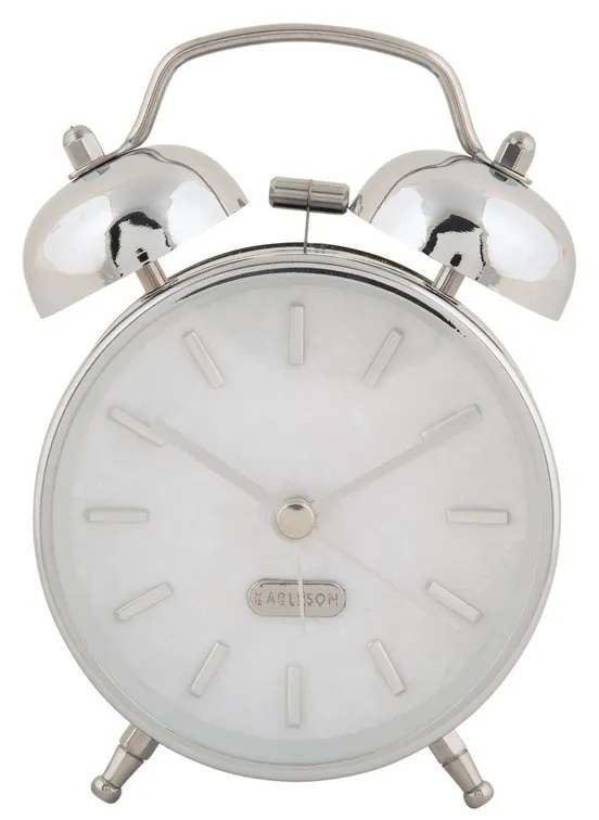 Karlsson 6009CH design ébresztőóra ezüst, átmérő 12 cm