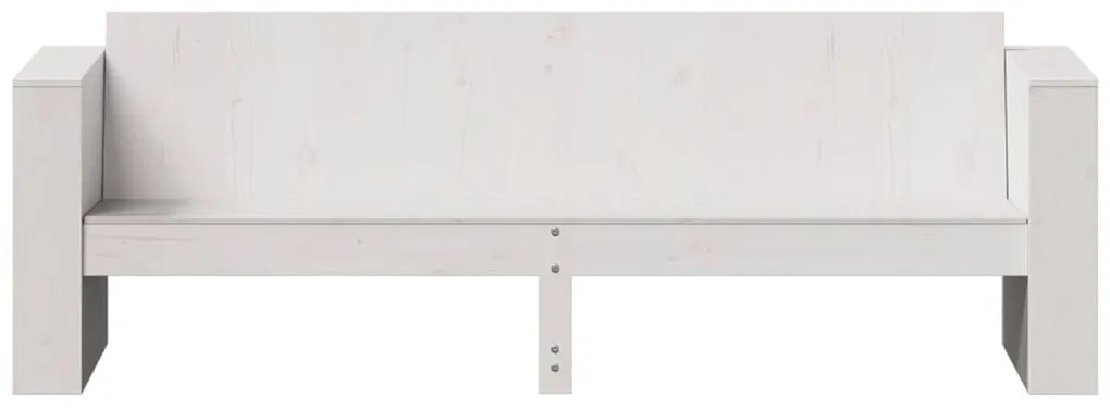 3 személyes fehér tömör fenyőfa kerti kanapé 189 x 60 x 62 cm