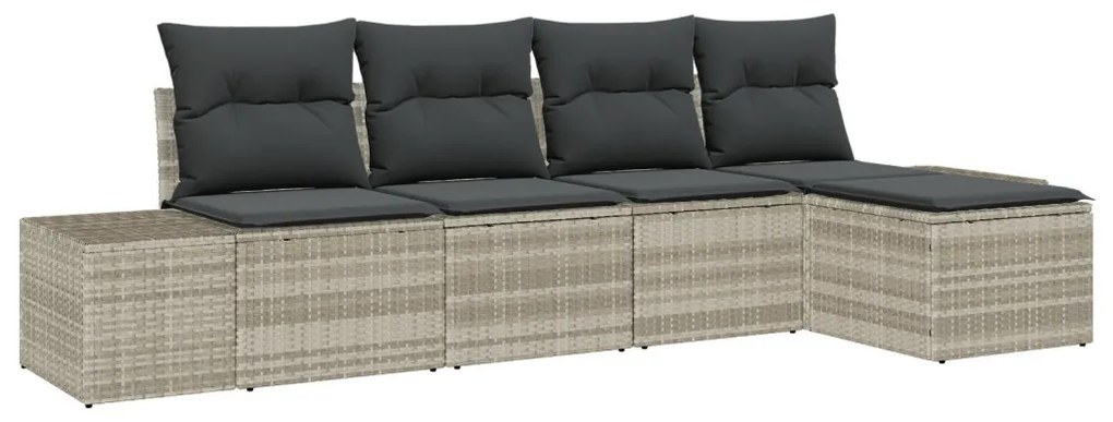 Kerti Kanapé Szett párnával 5 pcs Világosszürke polirattan