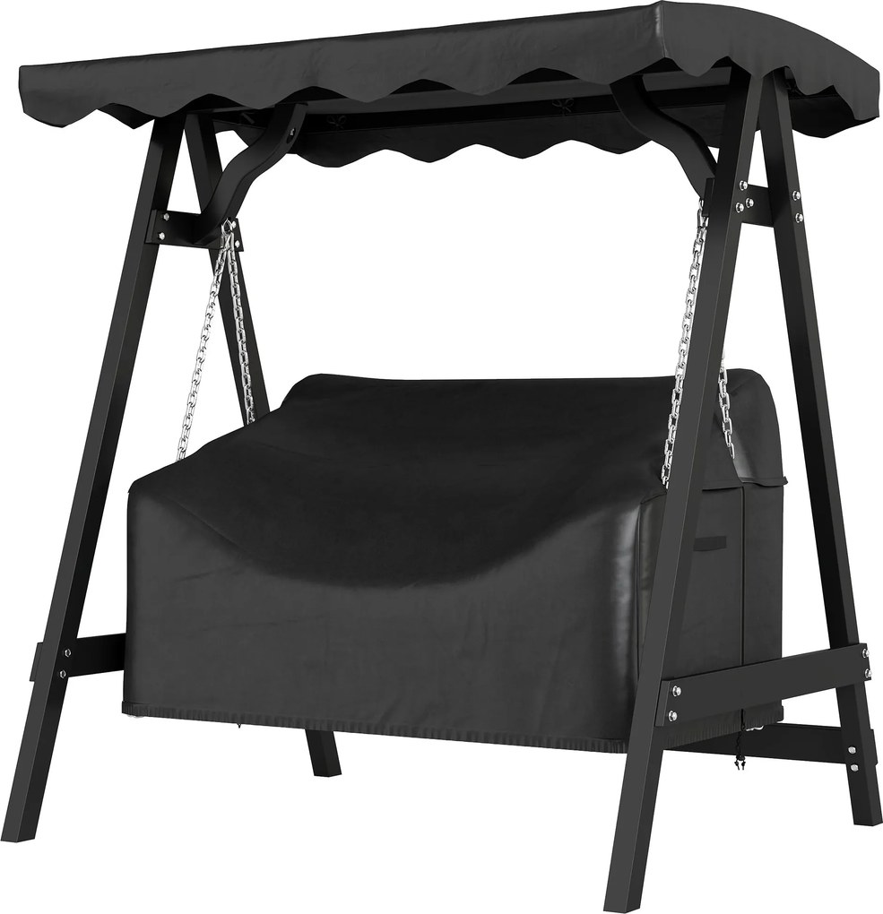 Outsunny 2 személyes hinta védőhuzat, vízálló és szélálló, UV-álló, 142 x 76 x 81 cm — fekete | Aosom