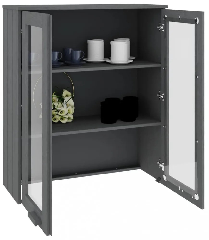 HAMAR sötétszürke tömör fenyőfa felső szekrény 85 x 35 x 100 cm