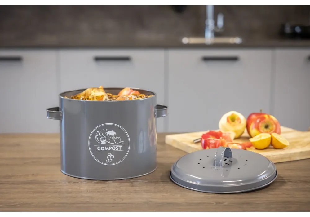 Szürke komposztálható hulladék gyűjtő 6,3 l Secret Du Potager – Esschert Design