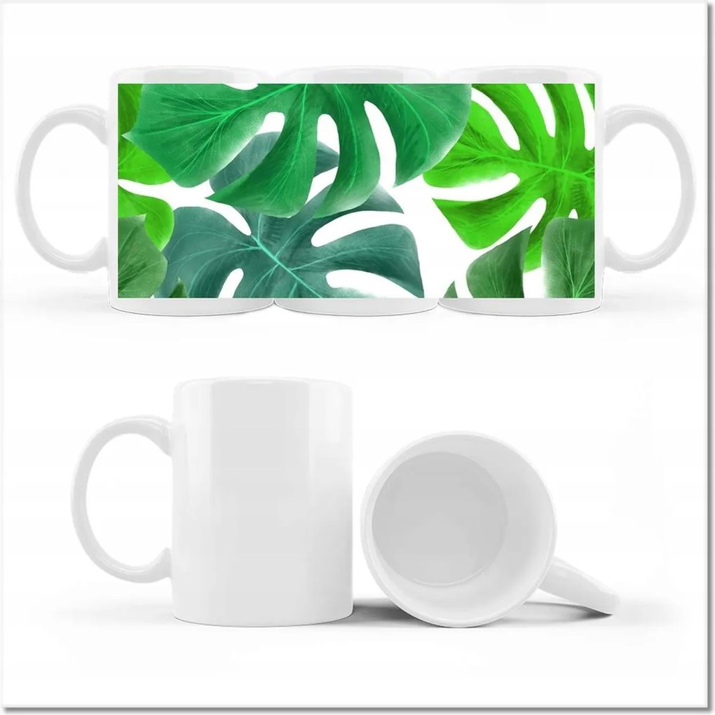 Nyomott mintás bögre Levelek Monstery Trópusok