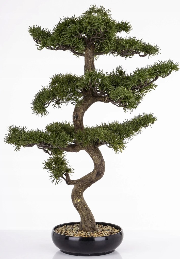 Növény zöld dekoráció fekete cserépben művirág bonsai fa