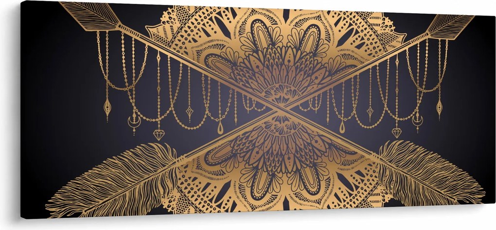Kép - Arany mandala nyilakkal (120x50 cm)