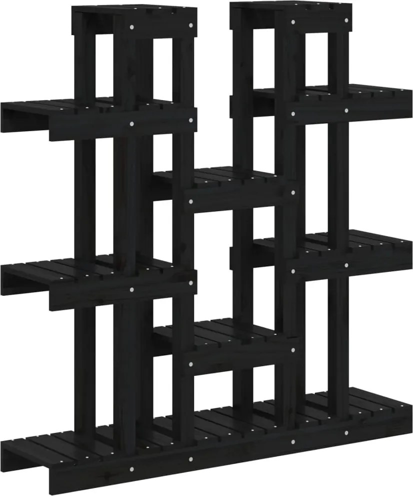 vidaXL fekete tömör fenyőfa növénytartó 104,5 x 25 x 109,5 cm