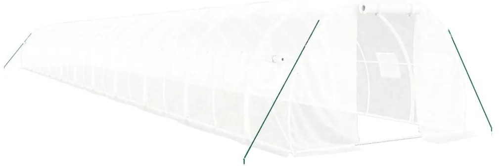 fehér acélvázas melegház 66 m² 22x3x2 m