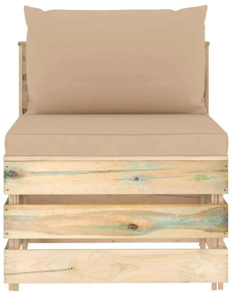 vidaXL zöld impregnált fa elemes középső kanapé párnákkal