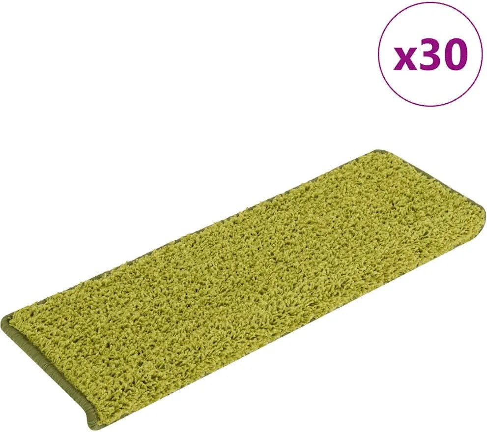 vidaXL 30 db zöld lépcsőszőnyeg, téglalap alakú széllel, 65 x 21 x 4 cm