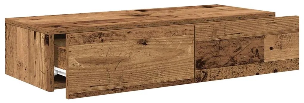 Falipolc fiókokkal régi fa 80x33x17 cm műszaki fa