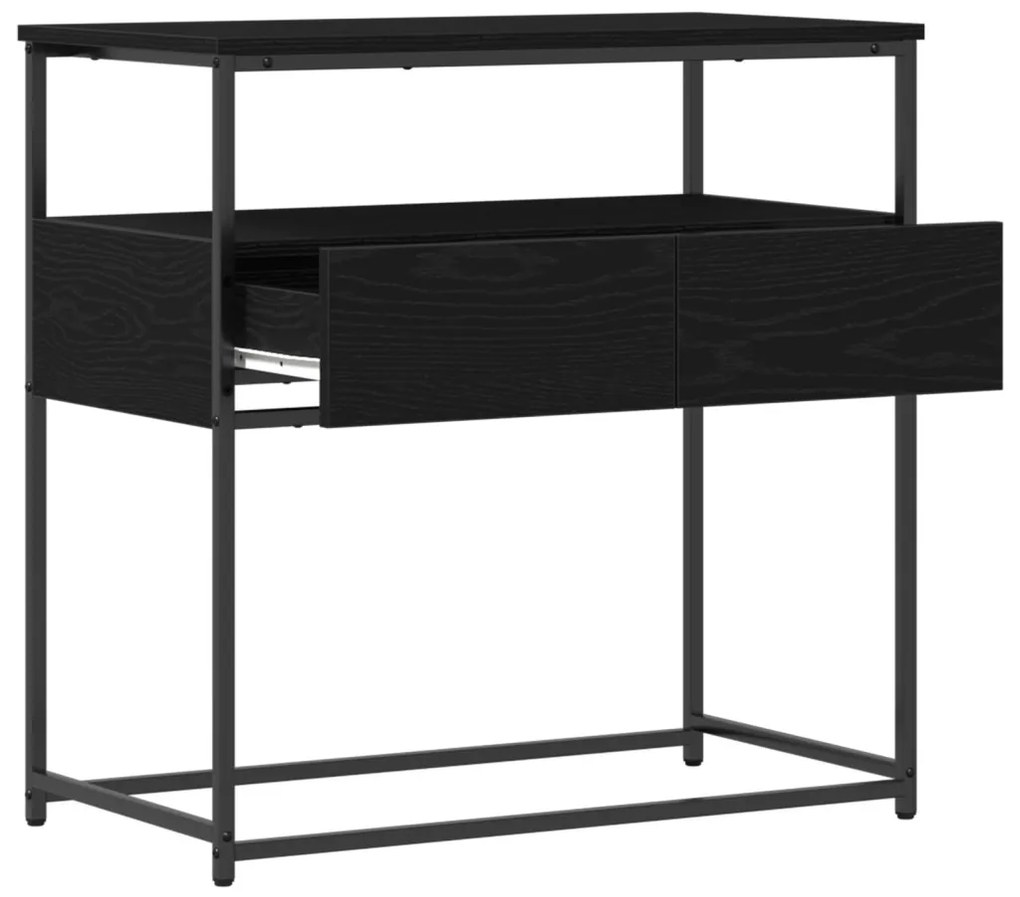 Konsol asztal Fekete Tölgy 75x40x75 cm Mérnöki Fa és Acél