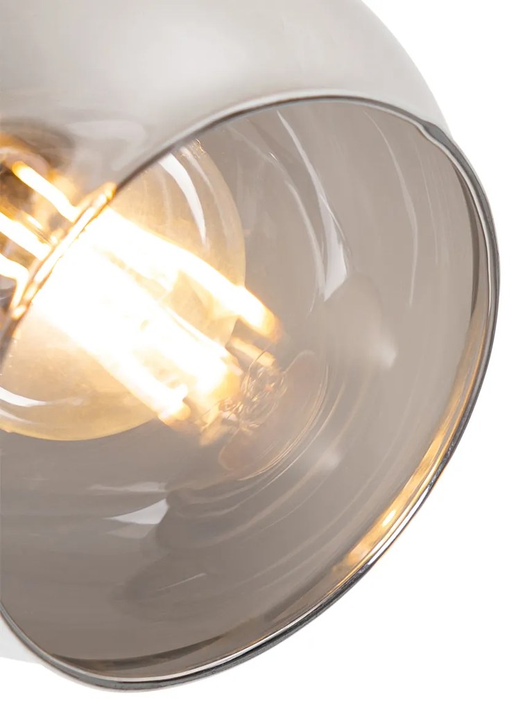 Art Deco spotlámpa fekete füstüveggel és fával - Vidro