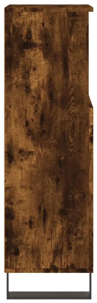 füstös tölgy színű szerelt fa fürdőszobaszekrény 30x30x100 cm