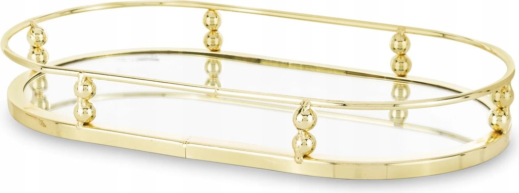 Patera tálca arany fém üveg csillogó állvány petrezselyem dekoráció