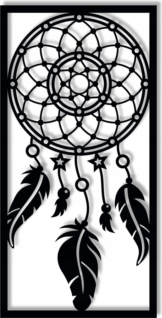 Álomfogó Fekete Áttört 70cm Boho Fali Dekoráció Hálószoba Nappaliba