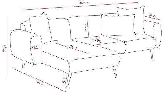 L alakú sarokülőgarnitúra PISA, krémszínű, jobb oldali