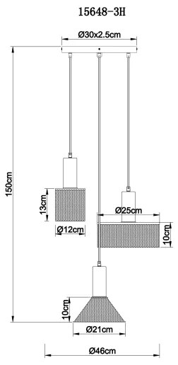 Globo 15648-3H - Csillár zsinóron JEDD 3xE27/60W/230V fekete