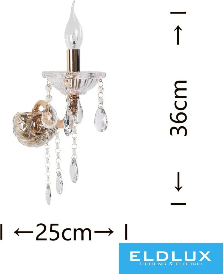UNIVERSO Fali lámpa 1 karos 1xE14 Max.40W D25x36cm arany
