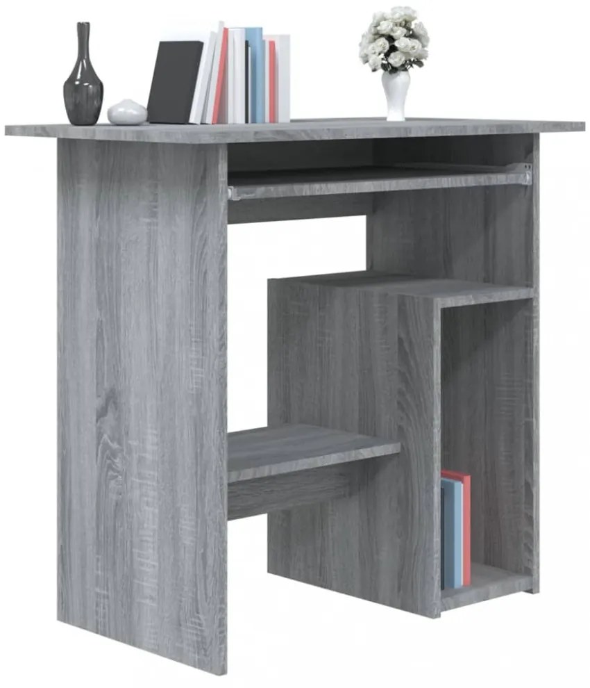 szürke sonoma színű szerelt fa íróasztal 80 x 45 x 74 cm